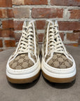 GUCCI MONOGRAM TENNIS HIGHTOP SNEAKERS ‘BROWN’