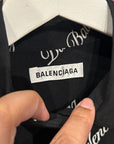 BALENCIAGA SS20 OVESIZED LOGO PRINT POPLIN SHIRT ‘BLACK’