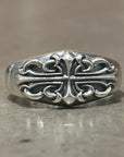 DEAL DESIGN BLOOMING CROSS FLORAL RING 'SILVER'