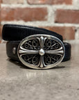 CHROME HEARTS OVAL 1" CROSS BUCKLE + 1" BELT STRAP ‘BLACK’