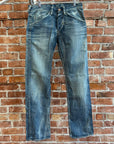 EVISU EU EXCLUSIVE THRASHED DENIM 'VINTAGE BLUE/IVORY'