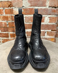 RICK OWENS DRKSHDW CRINKLED LEATHER ABSTRACT BOOTS ‘BLACK’