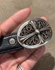 CHROME HEARTS OVAL 1" CROSS BUCKLE + 1" BELT STRAP ‘BLACK’