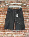 KRAFTWORK MAINLINE ASYMMETRICAL BUTTON SHORTS ‘RAW BLACK’