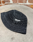 PRADA RAFFIA CROCHET BUCKET HAT ‘BLACK’
