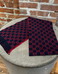 GUCCI GG PATTERN WOOL SCARF ‘NAVY’
