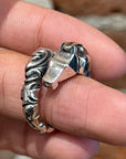 DEAL DESIGN KNIGHTS HORSE & SERPENT OPEN RING ‘SILVER’
