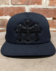 CHROME HEARTS TRIPLE PONY HAIR CROSS PATCH TRUCKER ‘BLACK’