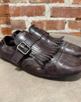PRADA SS25 FRINGED MONK STRAP SHUFFLE LOAFERS ‘BROWN’