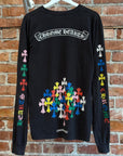 CHROME HEARTS MULTICOLOR CEMETERY CROSS LONGSLEEVE ‘BLACK/MULTI’