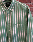 NANAMICA PINSTRIPE BUTTON UP ‘GREEN/WHITE’