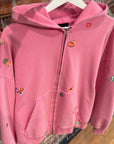 BALENCIAGA SS24 FRUITY STICKER ZIP HOODIE ‘PINK’