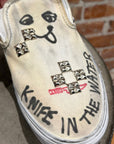 PALY HOLLYWOOD 1 OF 1 HAND PAINTED VANS SLIP ONS ‘WHITE’