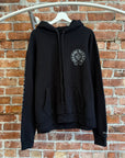 CHROME HEARTS ONLINE EXCLUSIVE SILVER GLITTER LOGO HOODIE ‘BLACK/SILVER’