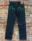 EVISU LOT 0001 CHENILLE GULL DENIM 'INDIGO/GREEN'