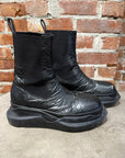 RICK OWENS DRKSHDW CRINKLED LEATHER ABSTRACT BOOTS ‘BLACK’