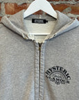 HYSTERIC GLAMOUR DISTRESSED THERMAL ZIP UP HOODIE ‘GREY’