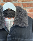ACNE STUDIOS FAUX FUR DENIM JACKET ‘BLACK/GREY’