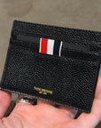 THOM BROWNE PEBBLE GRAIN CARDHOLDER ‘BLACK’