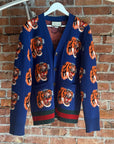 GUCCI TIGER PRINT CARDIGAN ‘BLUE’
