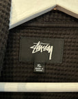 STUSSY DOUBLE LAYER WAFFLE ZIP HOODIE ‘BLACK’