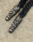 CHROME HEARTS DOUBLE PLUS LEATHER BRAID NECKLACE ‘BLACK/SILVER’