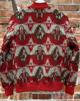HYSTERIC GLAMOUR FOLK BLANKET KNITTED BOMBER ‘RED’