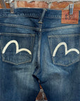 EVISU LOT 2010 13OZ SLIM STRAIGHT DENIM JEANS ‘FADED INDIGO/WHITE’