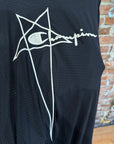 RICK OWENS DRKSHDW x CHAMPION MESH JERSEY TEE ‘BLACK’