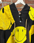 KAPITAL RECONSTRUCTED PATCHWORK SMILEY HOODIE ‘BLACK/YELLOW’