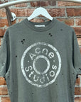 ACNE STUDIOS OVERSIZED LOGO DISTRESSED TEE ‘SAGE’