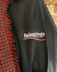 BALENCIAGA SS25 CHECK FRAYED CAMPAIGN SHIRT ‘RED/BLACK’