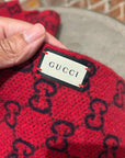 GUCCI GG PATTERN WOOL SCARF ‘NAVY’