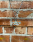 VIVIENNE WESTWOOD 2D ORB STONE NECKLACE ‘SILVER/WHITE’