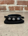 CHROME HEARTS CROSSBALL LEATHER BRACELET ‘BLACK’
