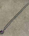 DEAL DESIGN PURPLE ROSE NECKLACE ‘SILVER’