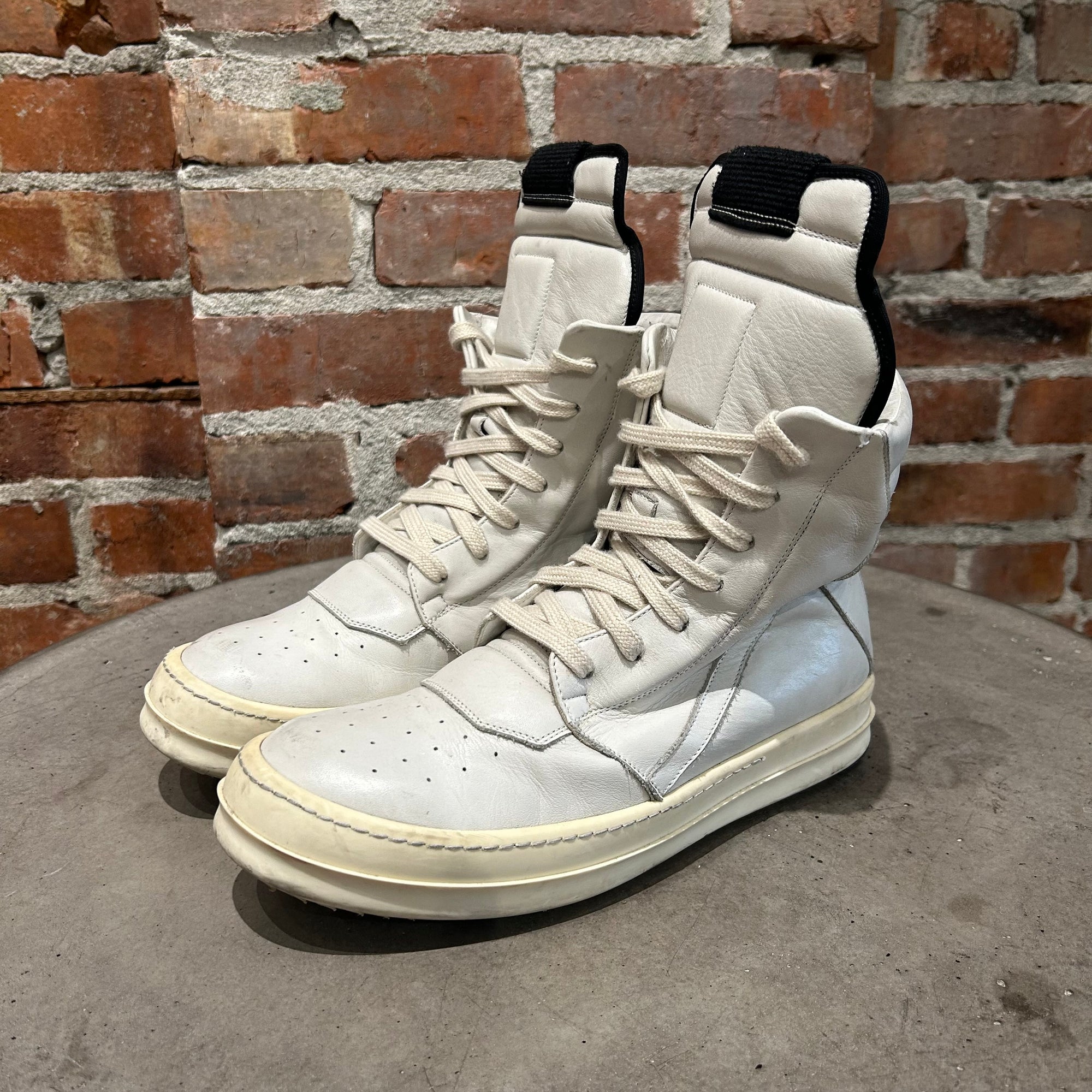 RICK OWENS FW16 GEOBASKET SNEAKERS ‘MILK’