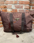 PRADA TESSTUO NYLON CROC LEATHER TOTE BAG ‘BURGUNDY’
