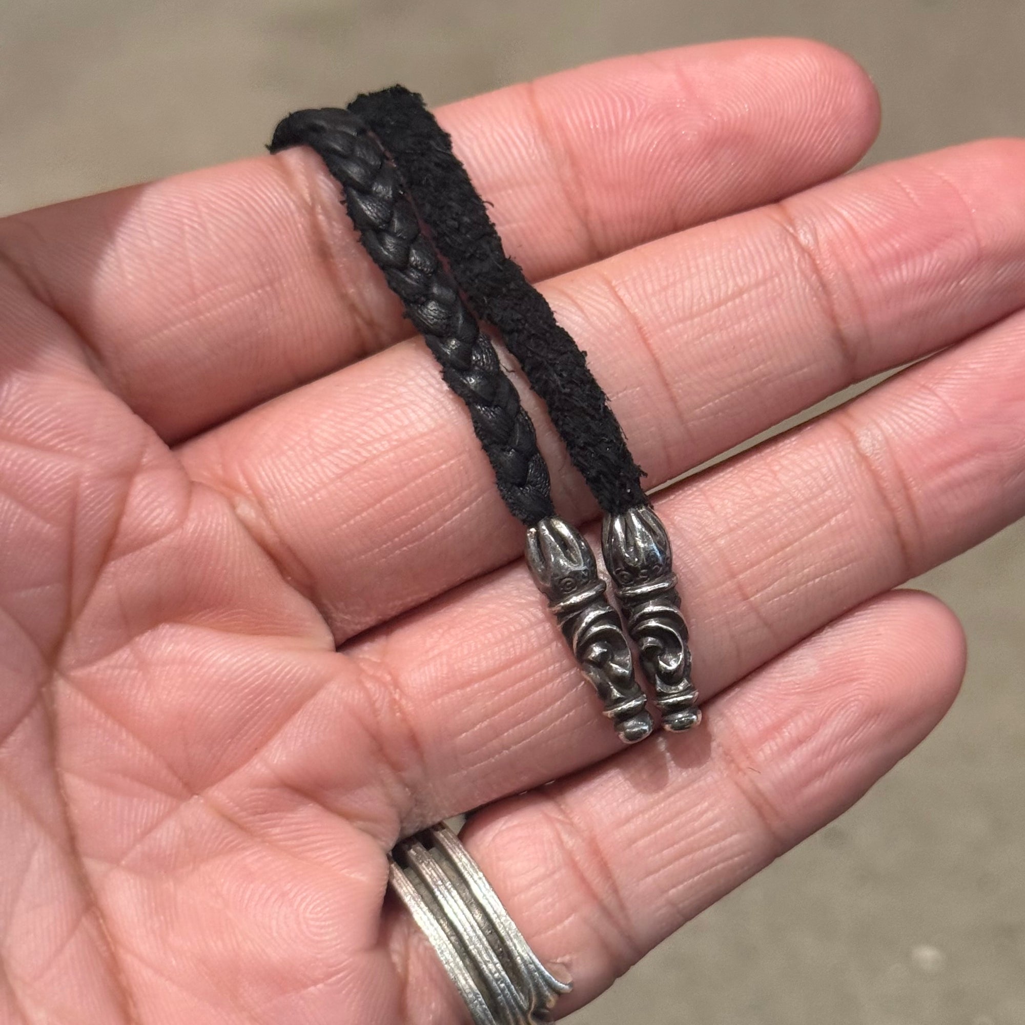 CHROME HEARTS LEATHER BRAIDED NECKLACE ‘BLACK’
