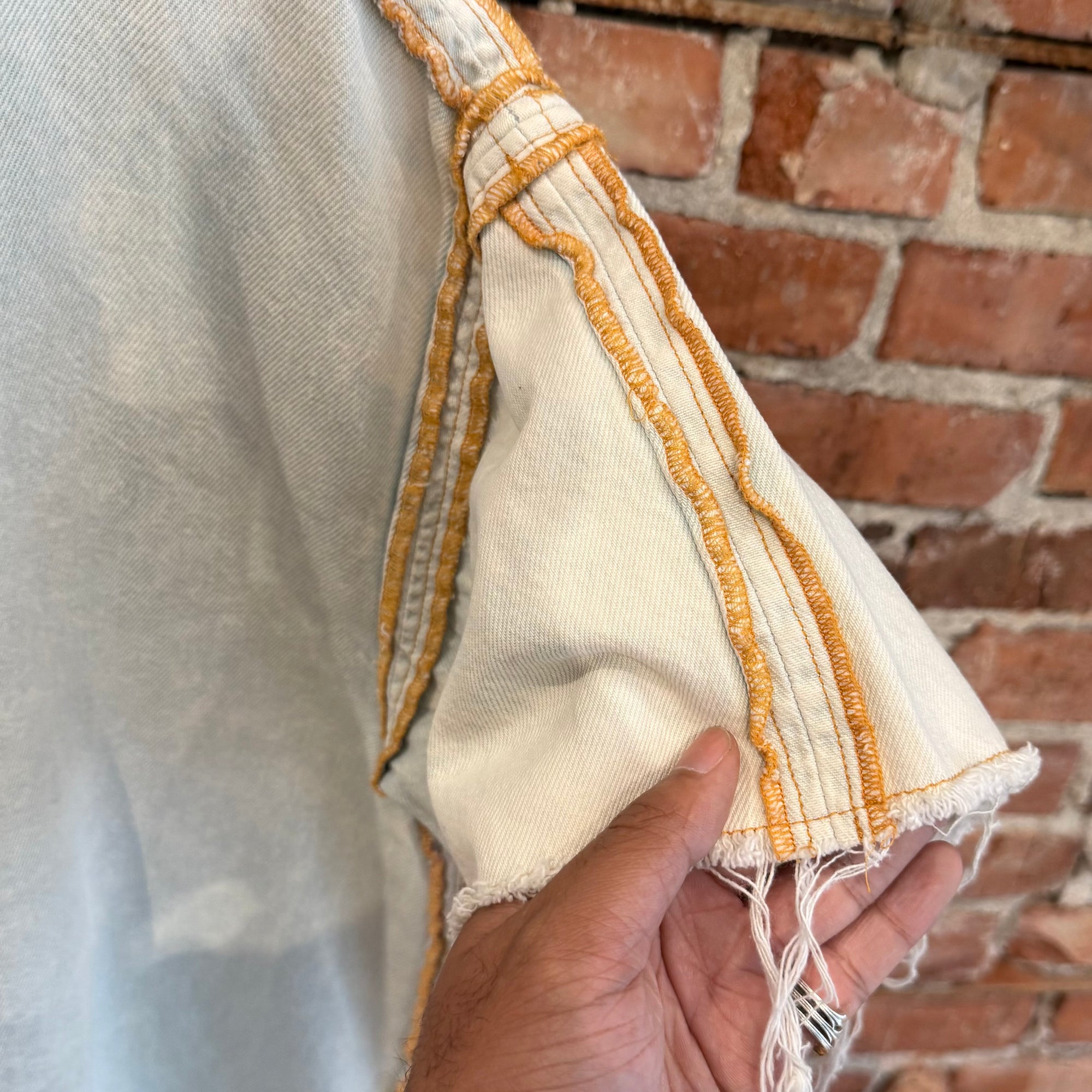 MAISON MARGIELA MM6 REVERSIBLE DISTRESSED DENIM TEE 'WHITE'