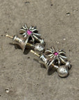 CHROME HEARTS TINY-E PINK SAPPHIRE EARRINGS ‘SILVER’