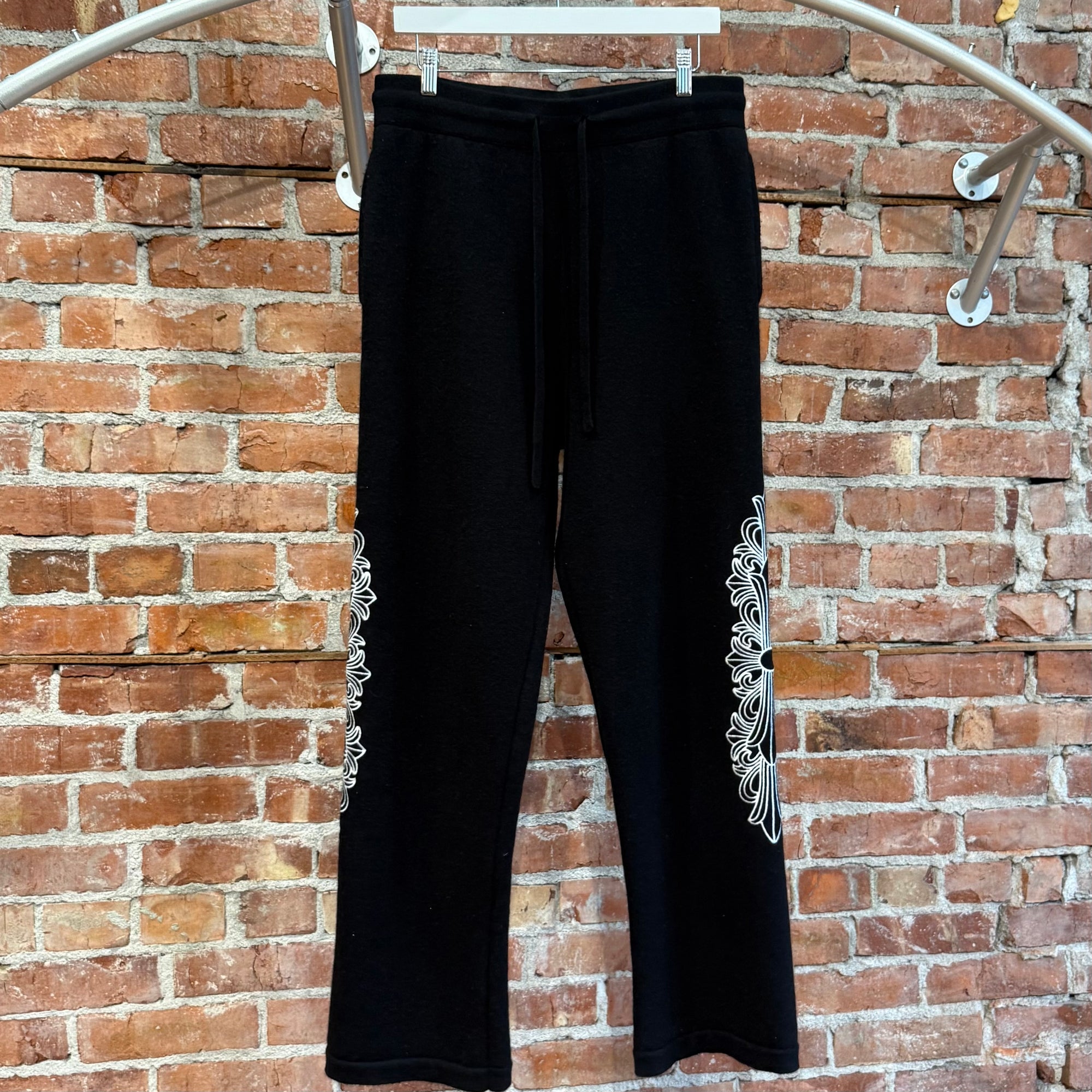 CHROME HEARTS CASHMERE FLORAL LOUNGE PANTS ‘BLACK’