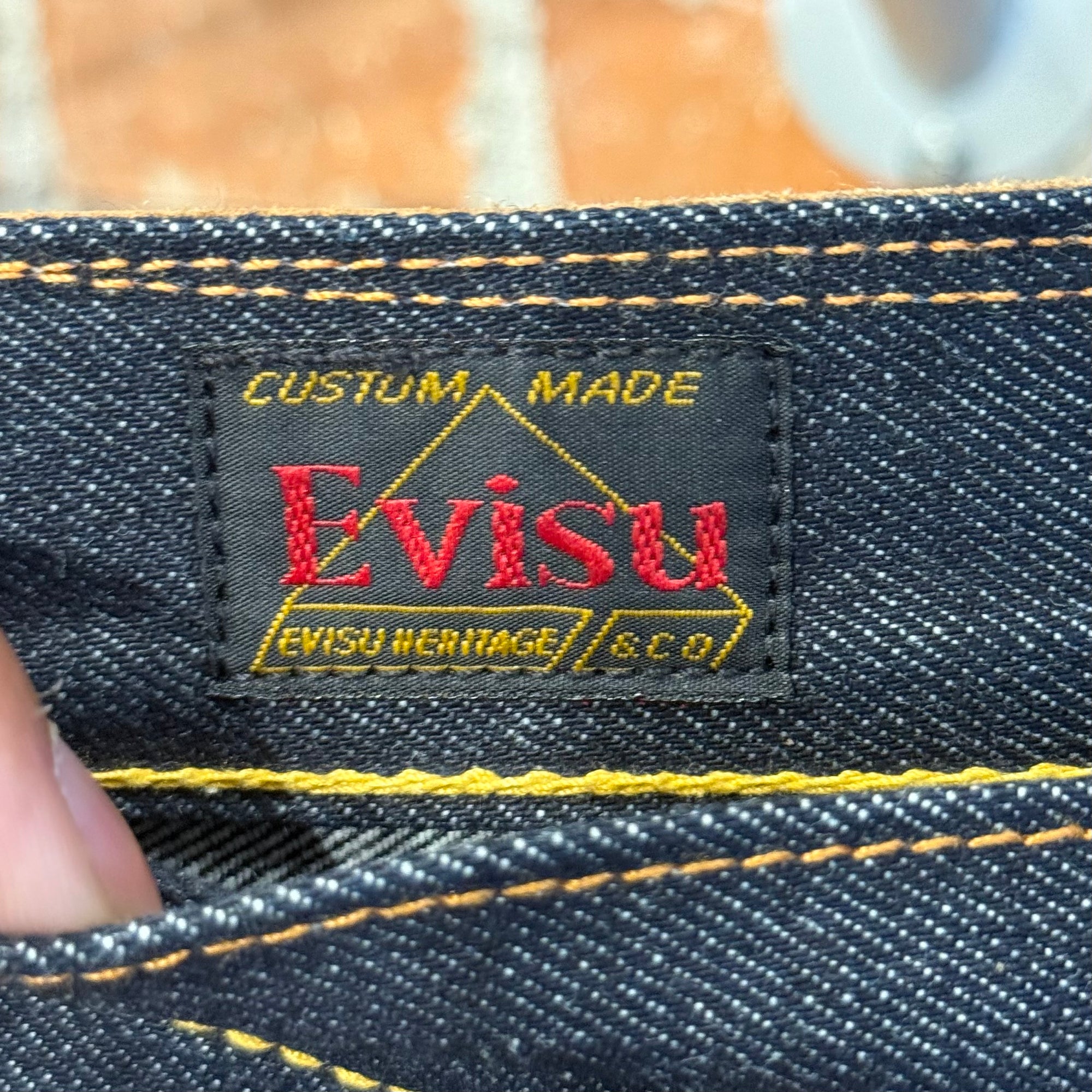 EVISU LOT 0001 CHENILLE GULL DENIM 'INDIGO/GREEN'
