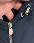 HERMES HOODED BLOUSON LEATHER DETAIL JACKET ‘NAVY’