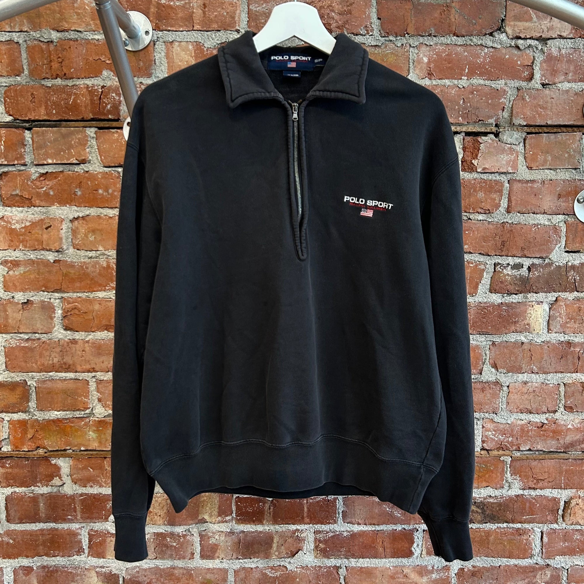 POLO SPORT FLAG QUARTER ZIP ‘BLACK’
