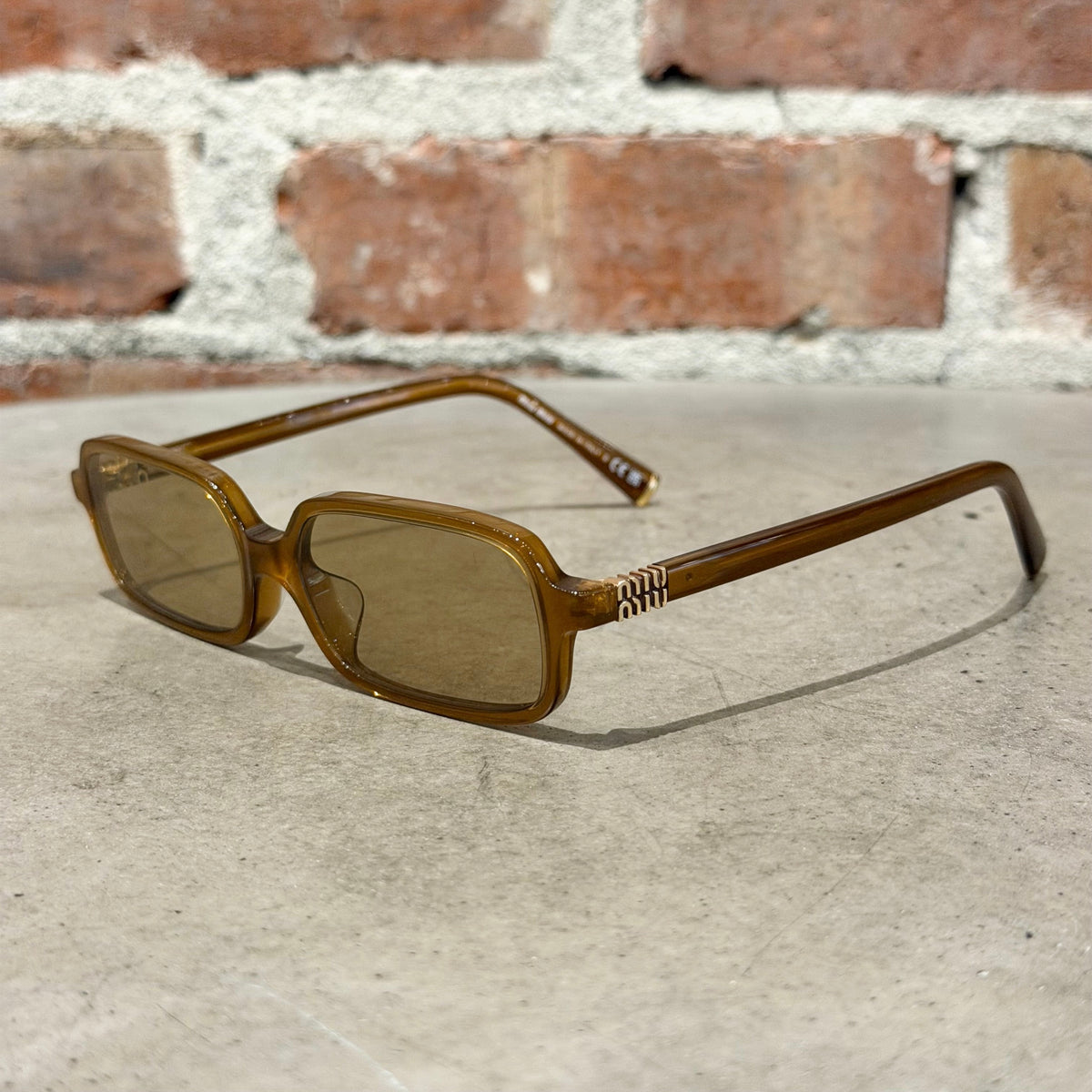 MIU MIU 11ZS RECTANGULAR SUNGLASSES ‘OPAL AMBER’