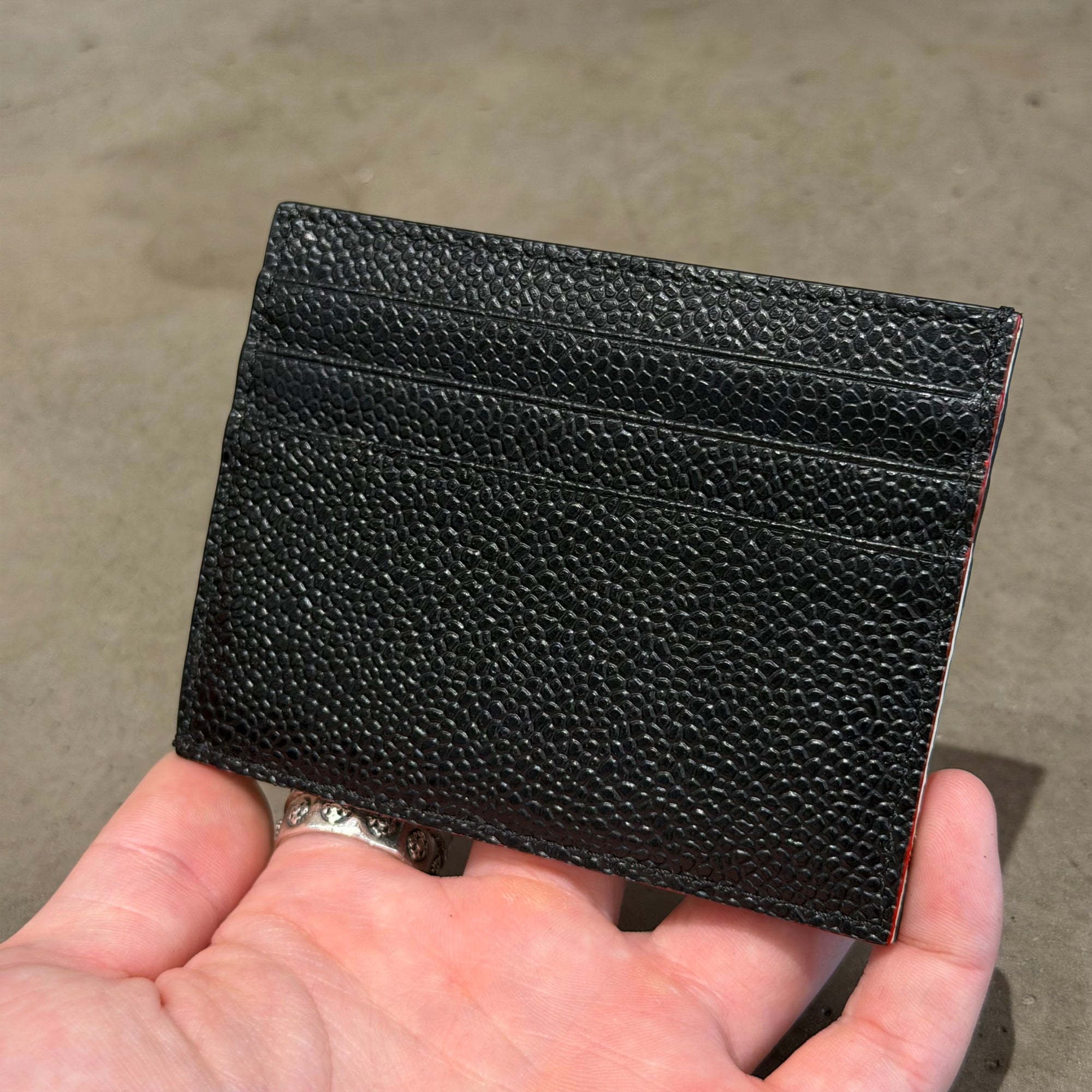 THOM BROWNE PEBBLE GRAIN CARDHOLDER ‘BLACK’