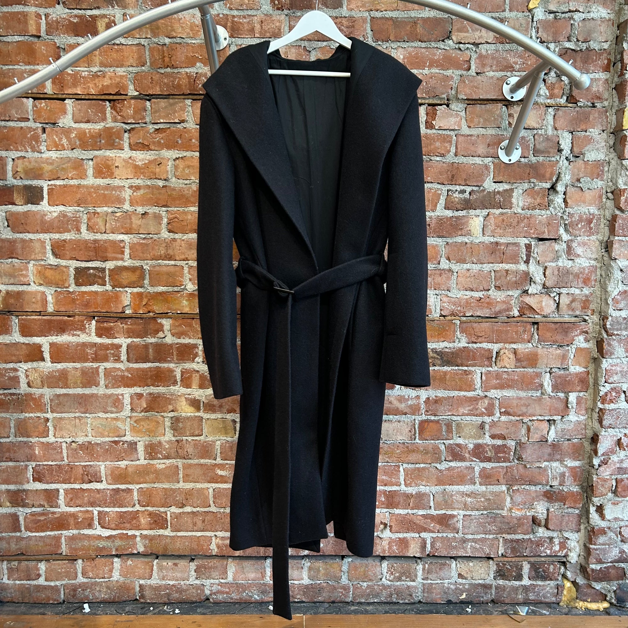 RICK OWENS SS25 VIRGIN WOOL BELTED COAT ‘BLACK’