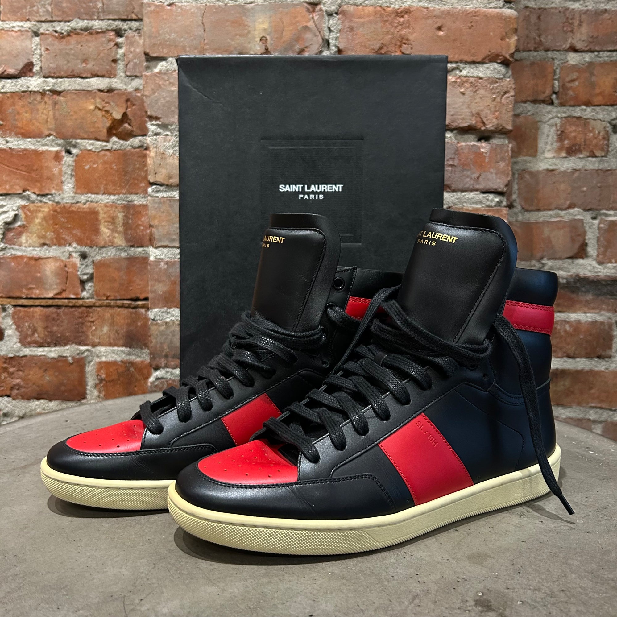 SAINT LAURENT PARIS SS15 SL/10 HIGH SNEAKERS ‘RED/BLACK’