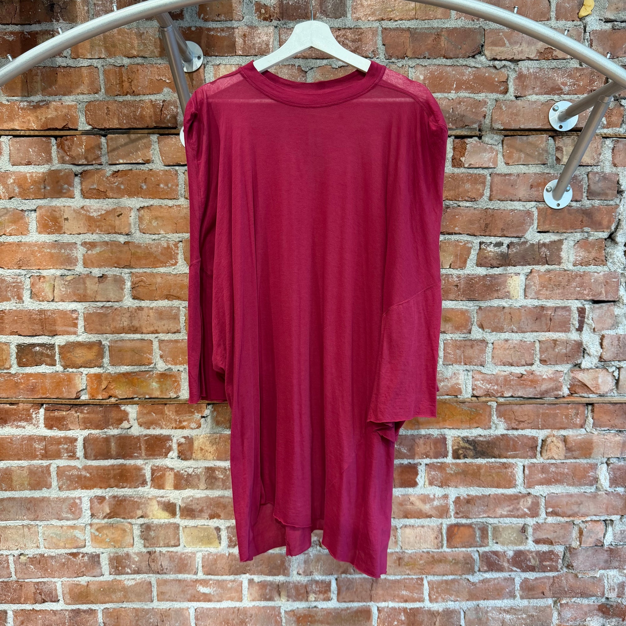 RICK OWENS SS23 EDFU DROP SHOULDER 3/4 TEE ‘FUCHSIA’